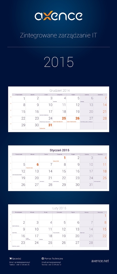 Kalendarz Axence - edycja 2015