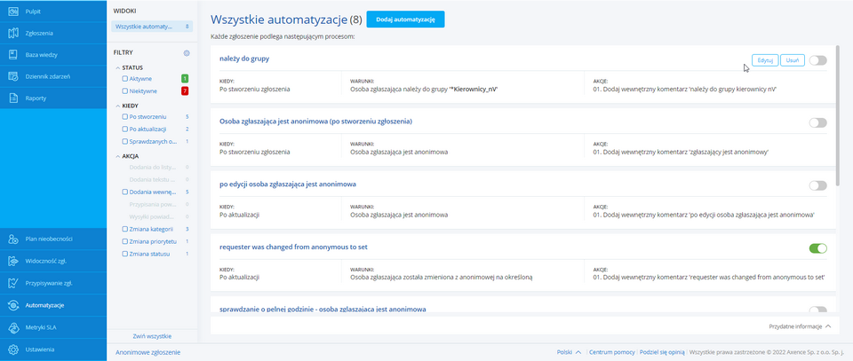 Lista automatyzacji