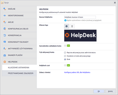 Konfiguracja kluczowych ustawień HelpDesku w opcjach nVision