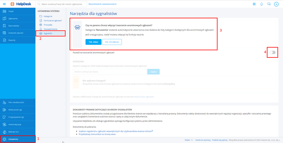 Ustawienia anonimowych zgłoszeń - aktualizacja starszej wersji nVision