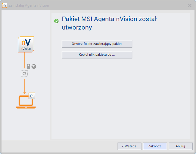 Pakiet MSI Agenta nVision został utworzony - okno