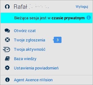 Czas Prywatny - widok po zmianie typu sesji na czas prywatny