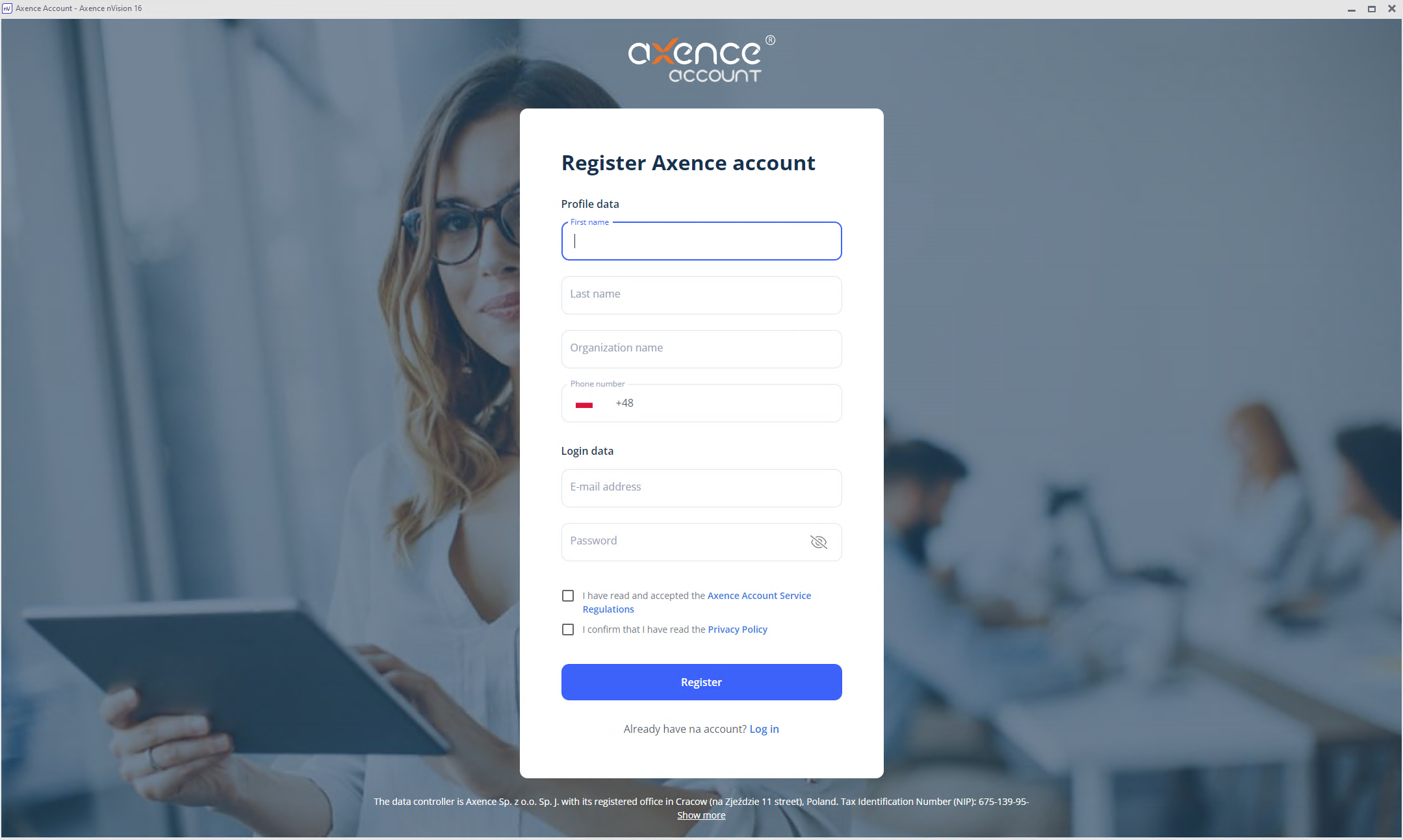 Register Axence Account
