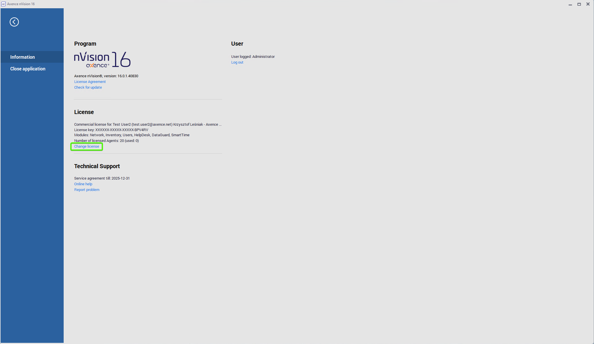 About nVision - Change license