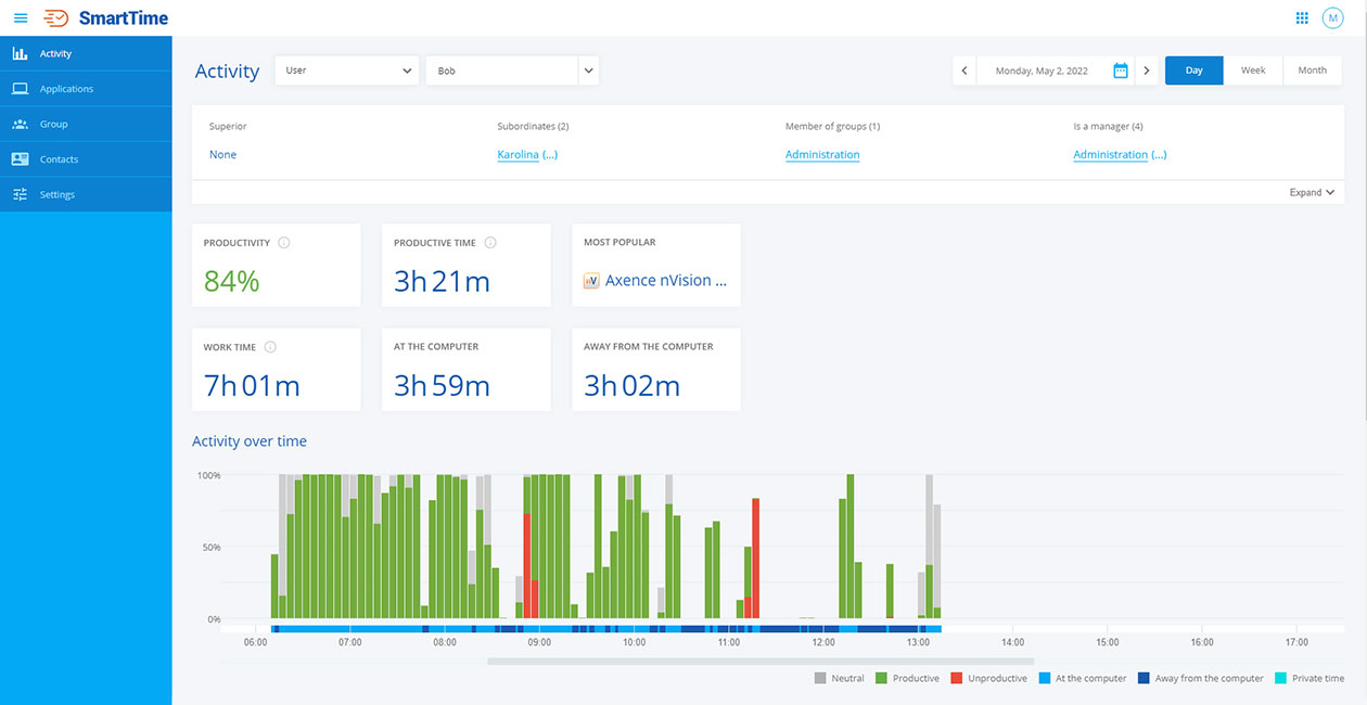 SmartTime in light mode